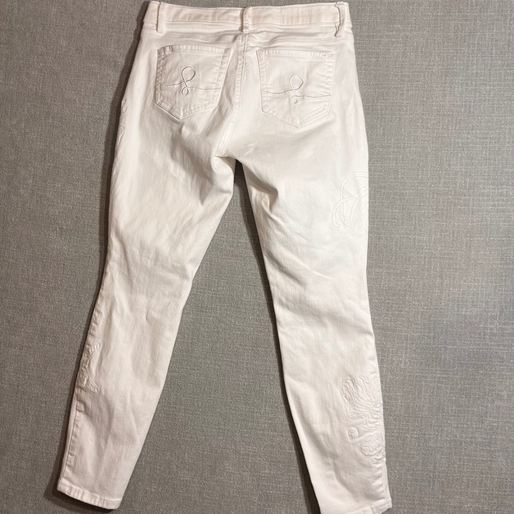 Lilly Pulitzer South Ocean Skinny Jeans White Jellyfish Embroidery Size 4 - Picture 9 of 9